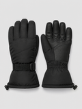 Pair of black waterproof insulated ski gloves with wrist strap
