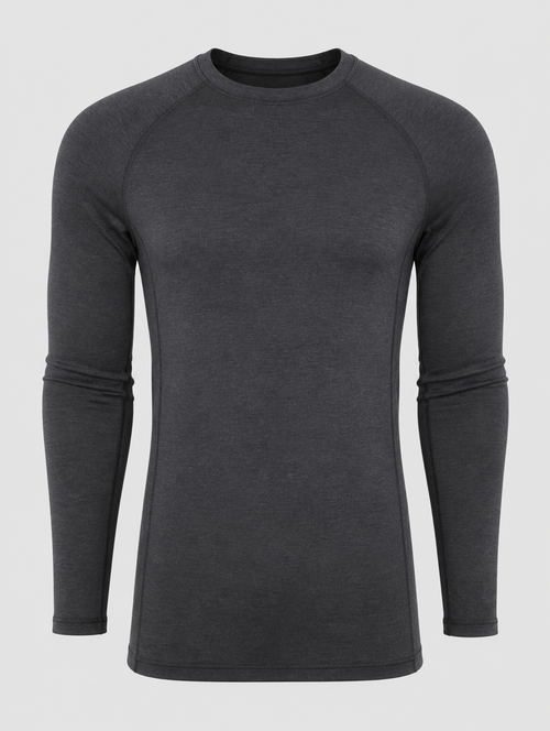 Men's charcoal thermal base layer long sleeve shirt - front view