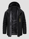 Men's fleece-lined ski jacket opened to show the grey fleece lining