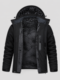 Men's ski and snow jacket opened to show the fleece lining