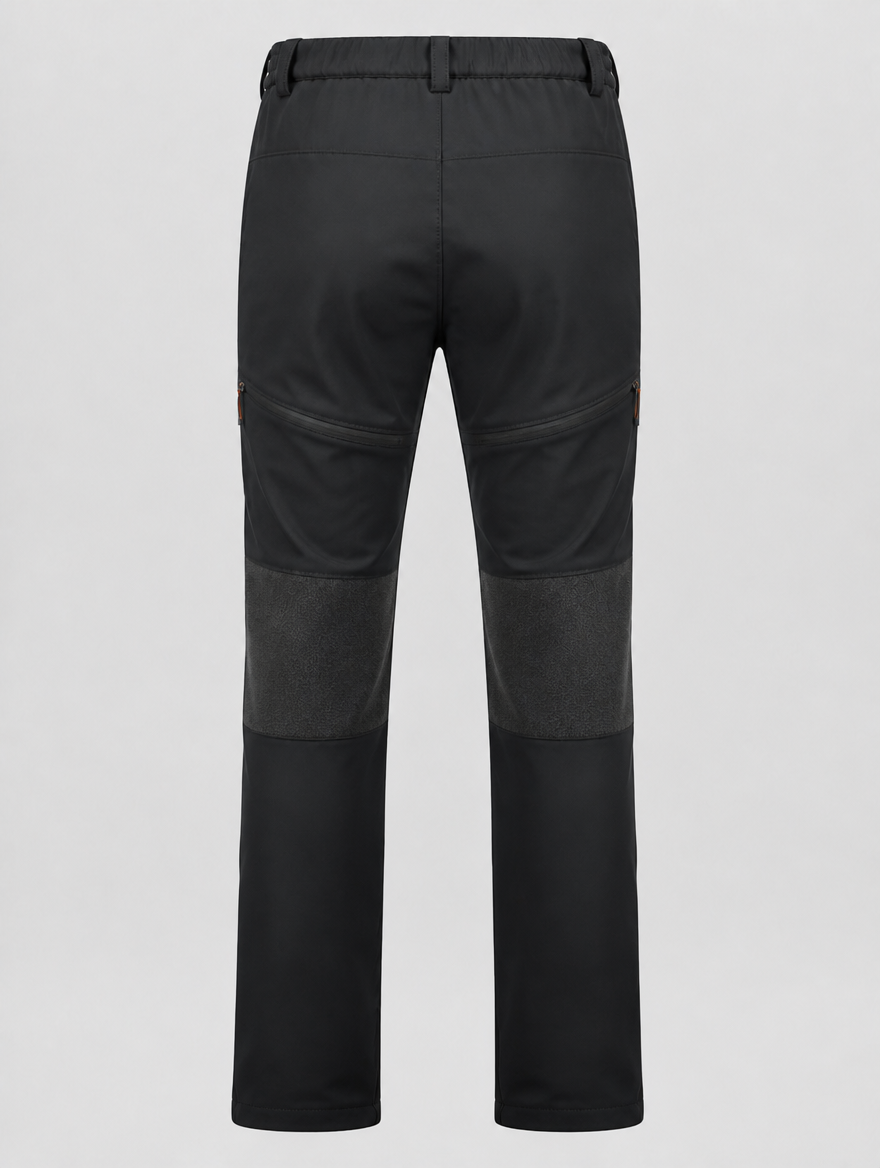 Men's fleece-lined ski pants, back view