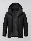 Men's ski parka opened to show the thick fleece lining