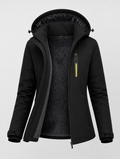 Women's fleece ski jacket opened to show the fleece lining