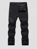 Men's snow pants with waistband folded open to show the fleece lining